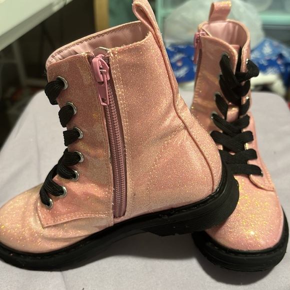Super cute BRAND NEW, NEVER WORN zipper boots. PINK IN COLOR. - Picture 2 of 4